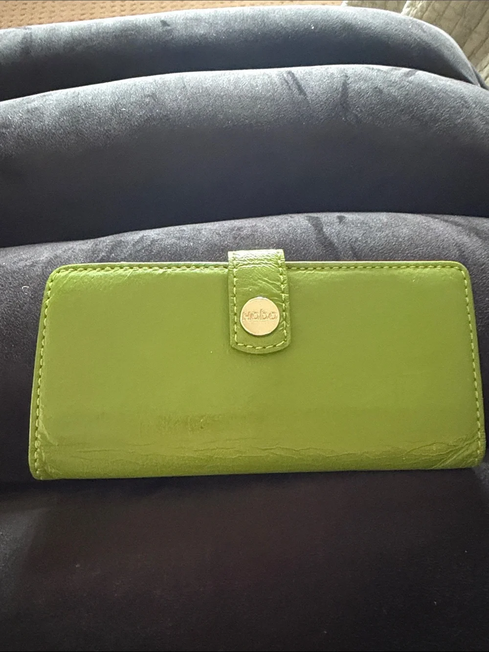 HOBO Lime Green Patent Leather Card Holder Wallet